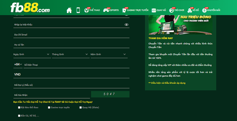 Đăng ký tài khoản cá cược tại FB88