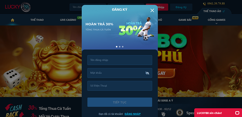 Cách đăng ký tài khoản tại Lucky88