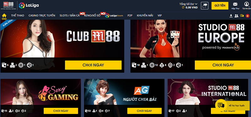 Trải nghiệm Casino trực tuyến tại M88