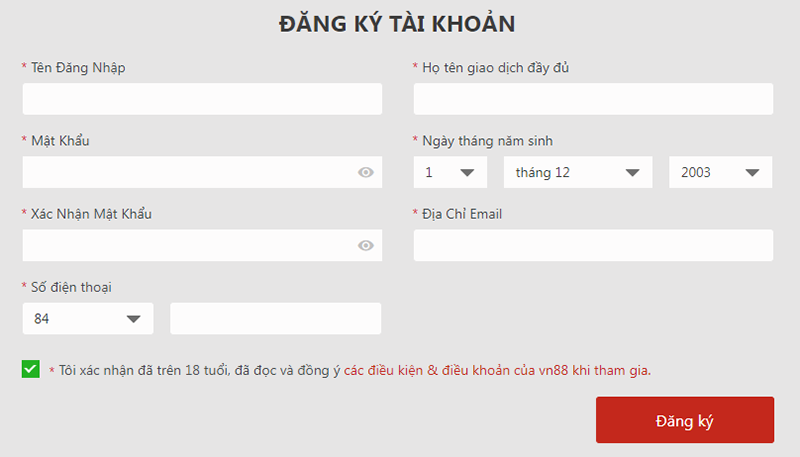 Hướng dẫn cách đăng ký tài khoản tại VN88
